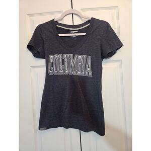 Jansport Slate Gray V-Neck Columbia University College T-Shirt, Women's Medium